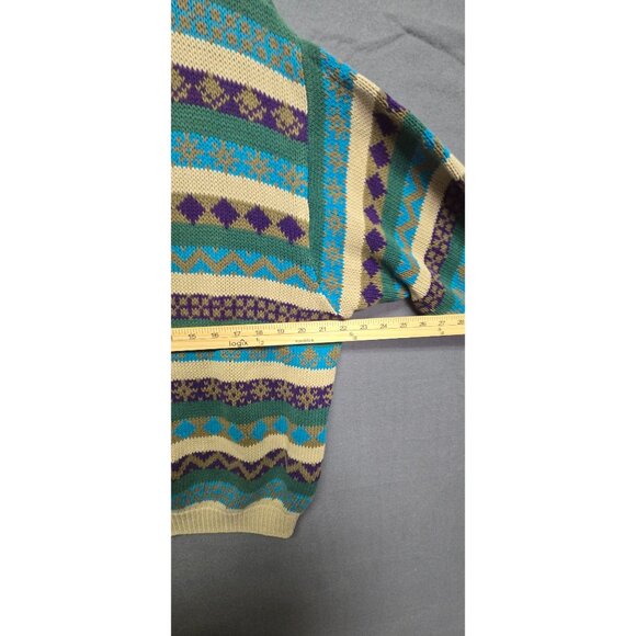 Vintage Fair Isle Grandpa Sweater 80s Benetton Ireland Striped Crewneck Sweater - Picture 8 of 8